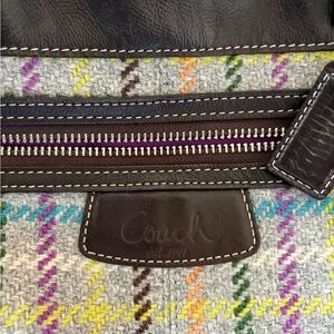 Coach Tattersall Plaid Wool Tweed Leather Handbag